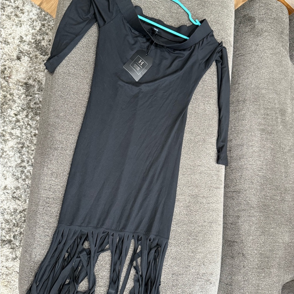 Black Off-Shoulder Long Sleeve Bodycon Dress